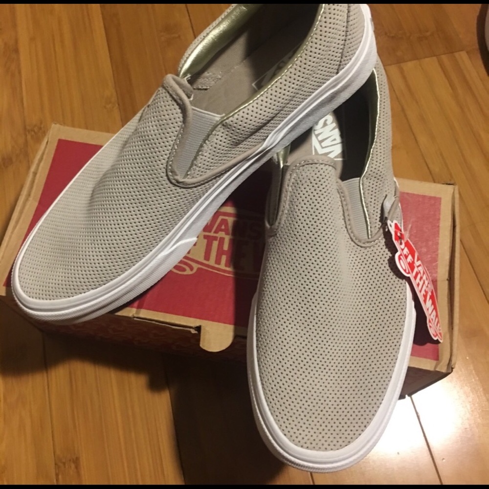 Vans leather slip on classics